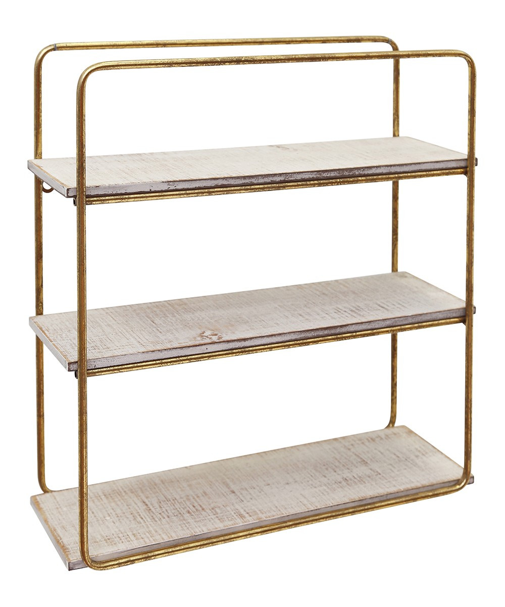 Sagebrook Home Shelves GOLD - Gold Three-Tier Wall Shelf | Zulily