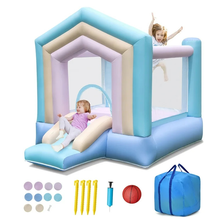 Gymax Kids Bounce House w/ Slide Basketball Rim Inflatable Basketball Without Blower - Walmart.co... | Walmart (US)