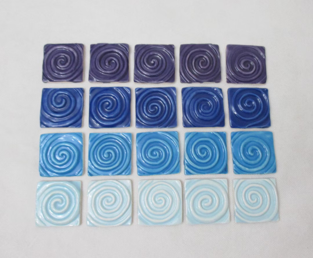 TS - BLUE Swirls, SQUARE Tiles 20 Pc - Ceramic Mosaic Tiles - Etsy | Etsy (US)