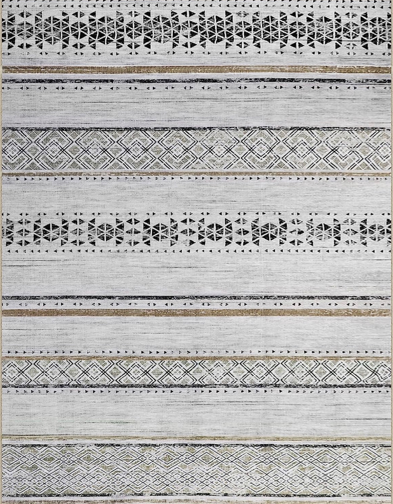 8x10 Area Rugs for Living Room Bedroom: Large Machine Washable Rug with Non-Slip Backing Non Shedding Stain Resistant, Soft Geometric Moroccan Carpet for Dining Room Nursery Home Office. Gray, brown and black