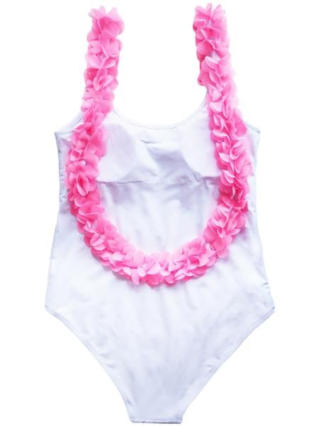 'Eve' Pink Feather Trim Swimsuit | Goodnight Macaroon