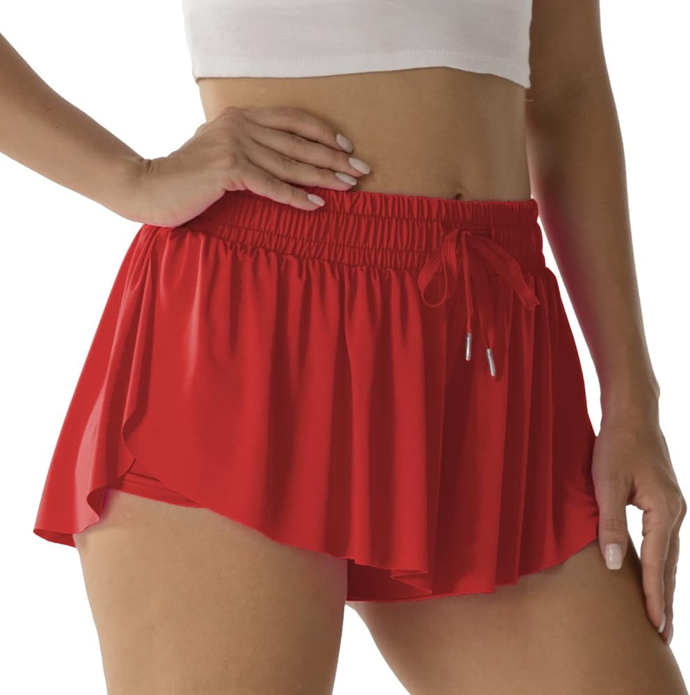 Flowy Athletic Shorts for Women Running Tennis Butterfly Shorts Girls 2-in-1 Double Layer Quick-D... | Amazon (US)