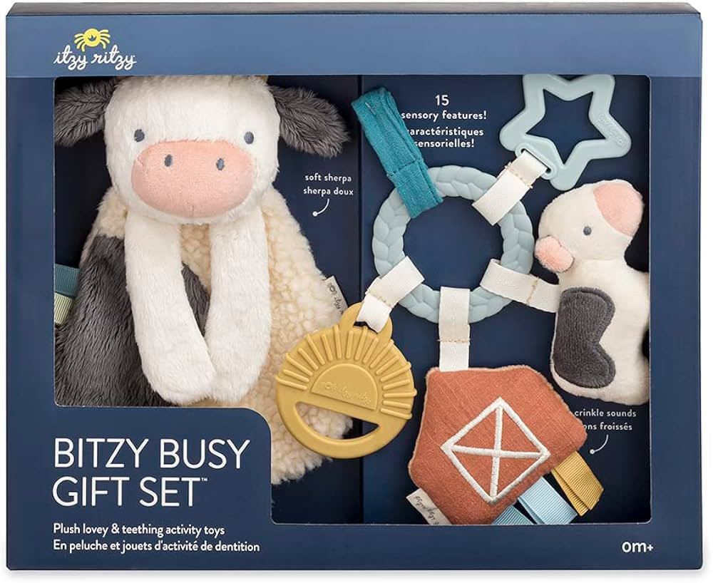 Itzy Ritzy Farm Toy Gift Set - Includes Cow Lovey & Farm-Themed Car Seat and Stroller Toy | Amazon (US)