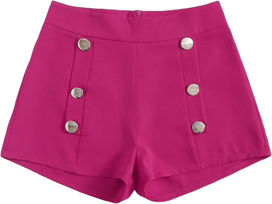 Women's Casual High Waist Double Breasted Workwear Shorts | Amazon (US)