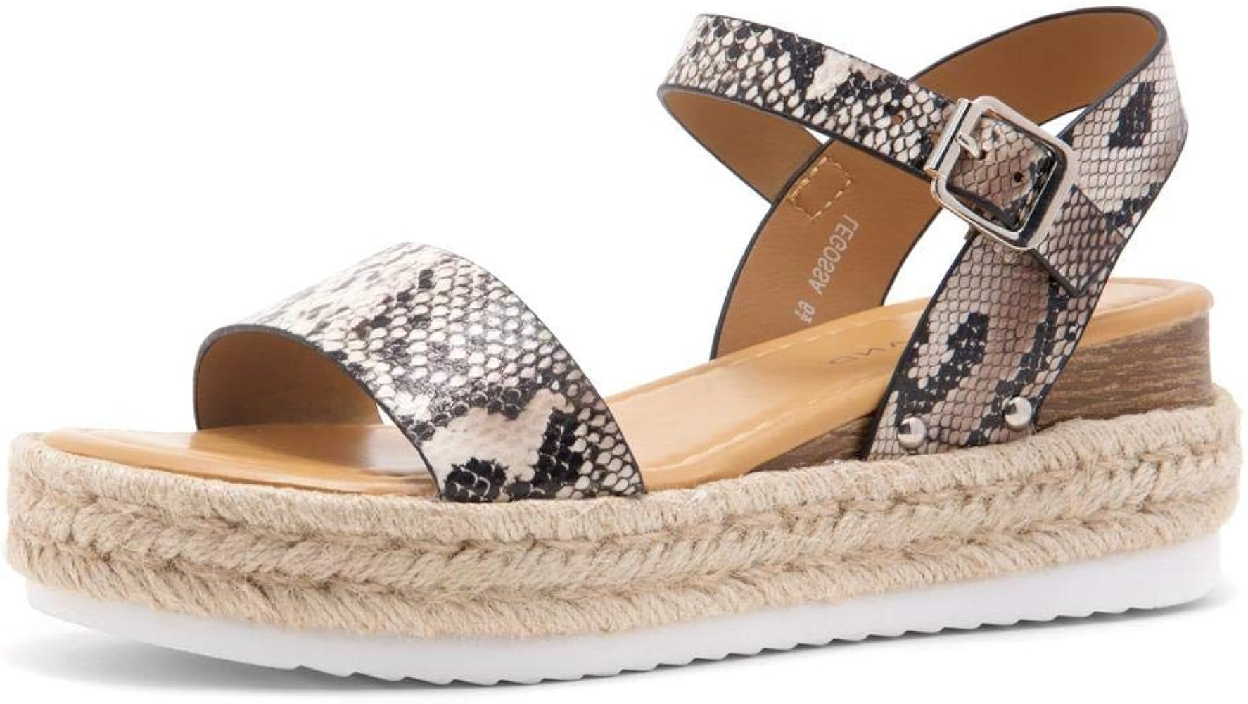 Shoe Land Legossa Womens Open Toe Ankle Strap Platform Wedge Shoes Casual Espadrilles Trim Flatfo... | Amazon (US)