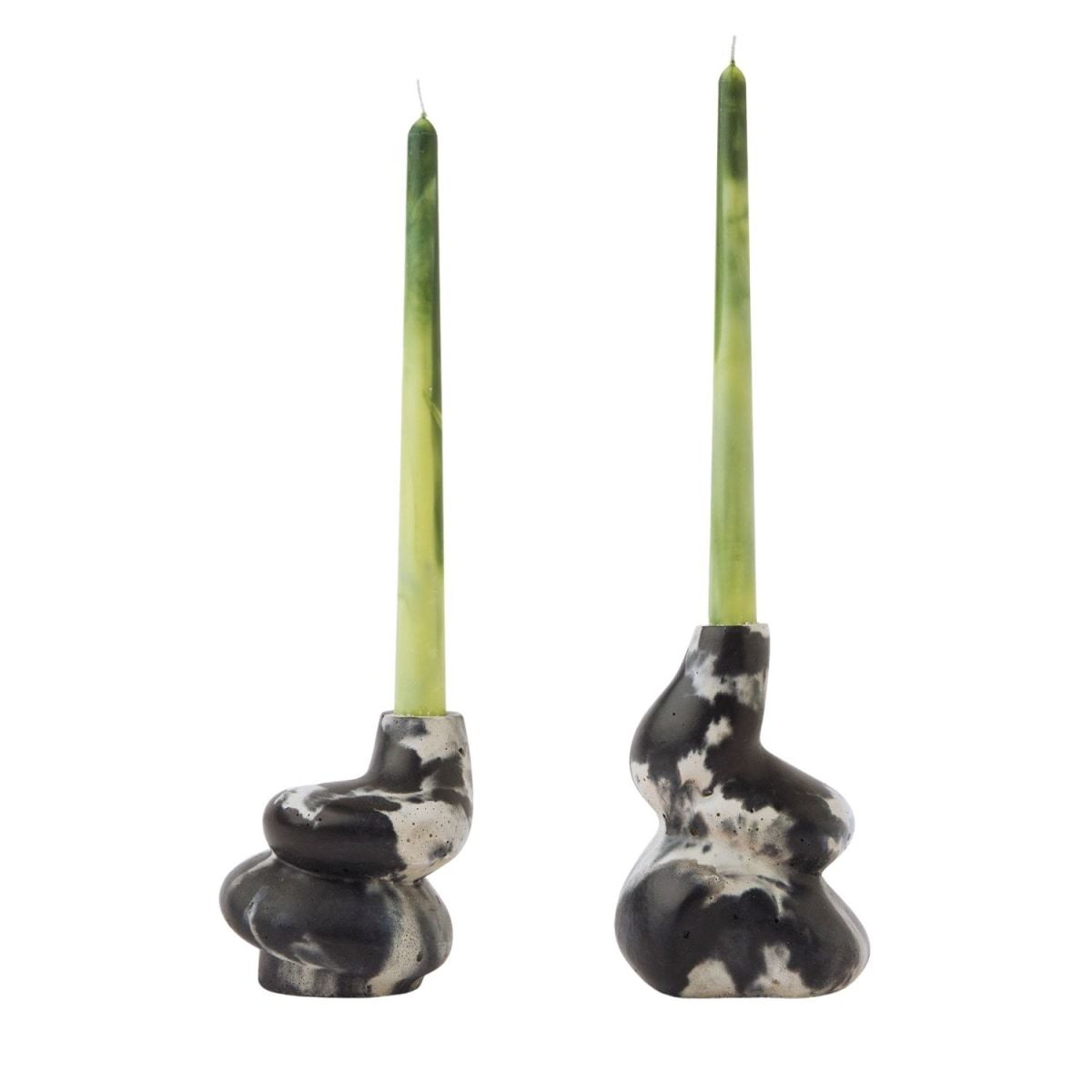 The Cuddle - Pair Of Concrete Candle Holders - Mono - Black & White | Wolf & Badger (US)