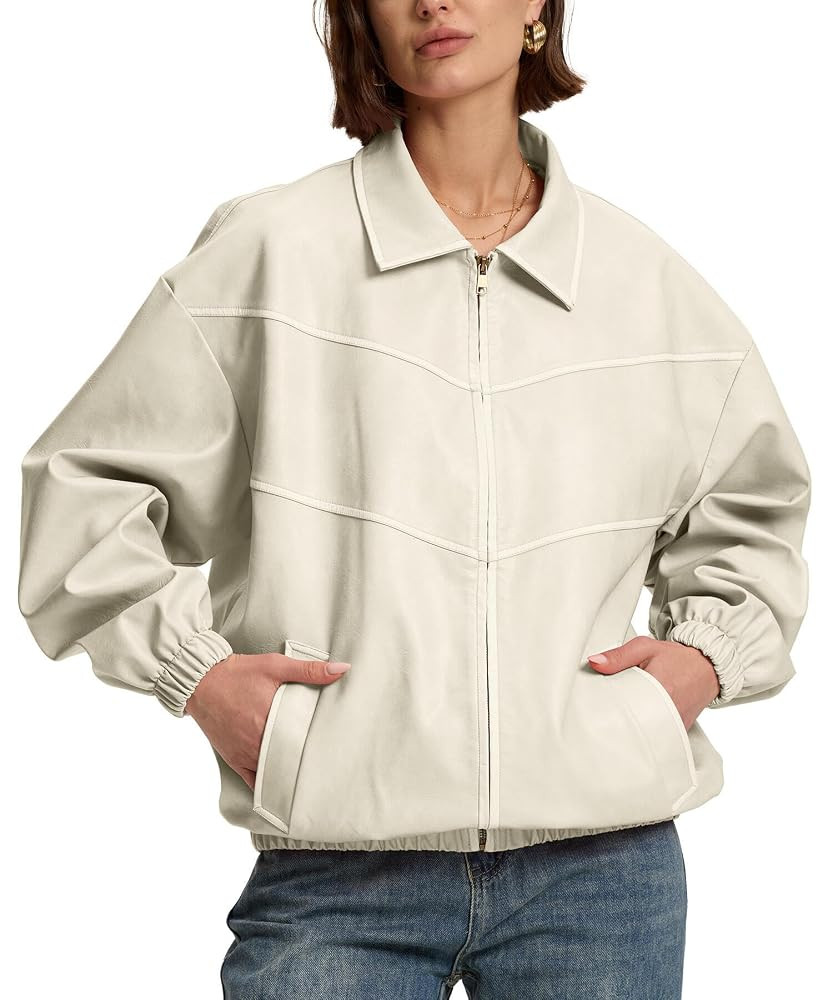 Bakyarder Womens Oversized Y2K Faux Leather Jackets Vintage Plus Size Fashion Motorcycle Coats Fa... | Amazon (US)