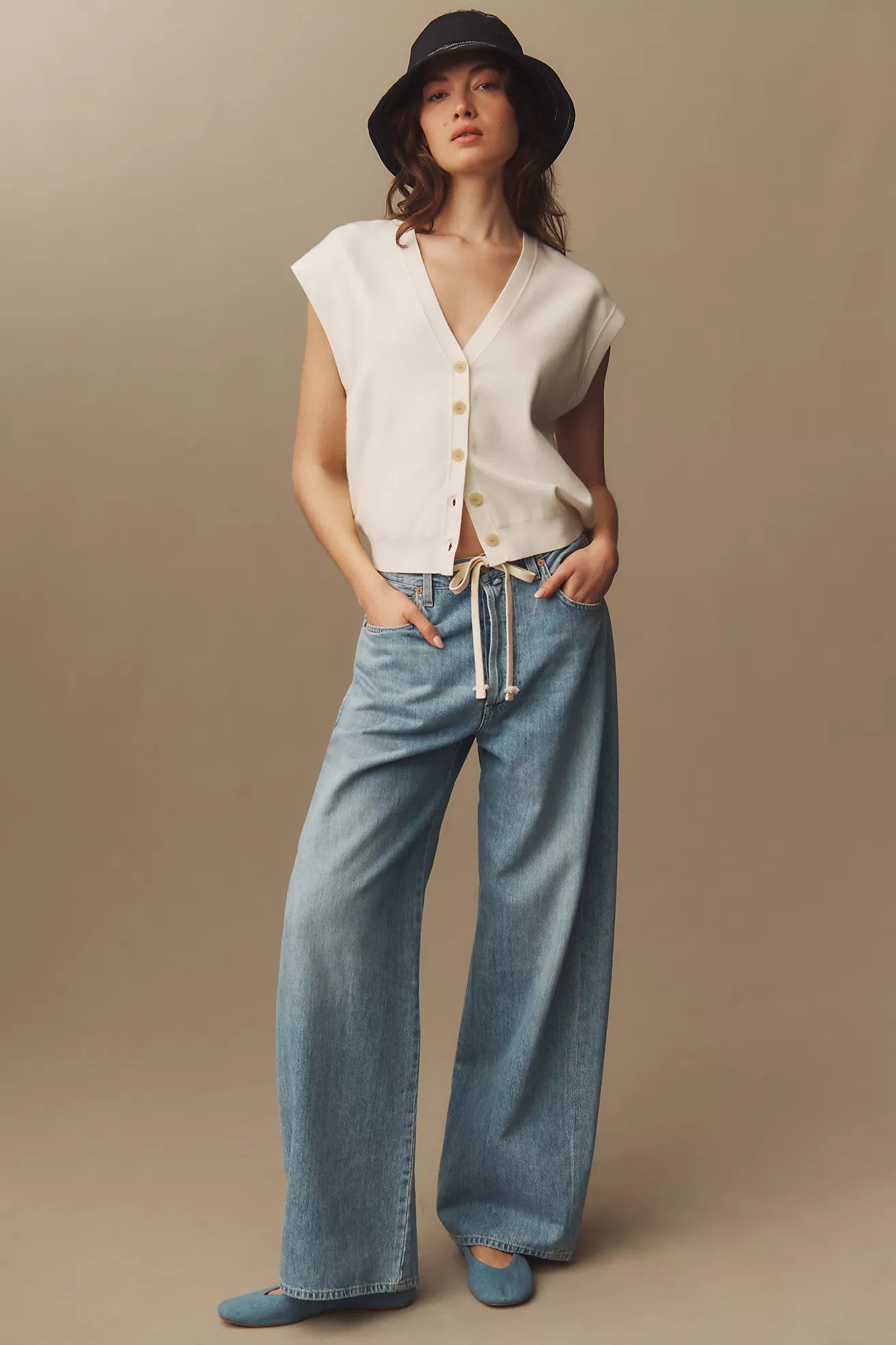 Citizens of Humanity Brynn Drawstring High-Rise Wide-Leg Jeans | Anthropologie (US)
