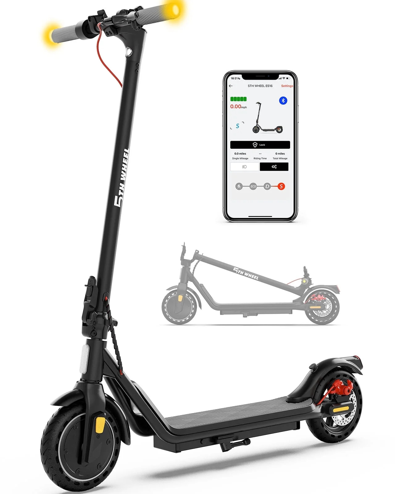 5TH WHEEL W16S 300W Electric Scooter with Turn Signal, 8.5” Solid Tires, 18mph & 12Miles Range,... | Walmart (US)