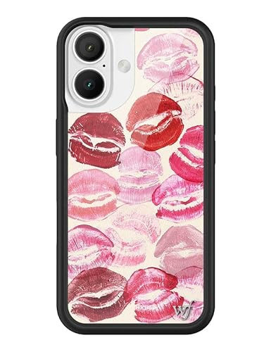 Wildflower Cases - Kensington Collab, Compatible with Apple iPhone 16 | Kiss Lipstick Red Pink Popular Aesthetic Cute Trendy - Protective Black Bumper, 4ft Drop Certified, Women Owned Small Business | Amazon (US)