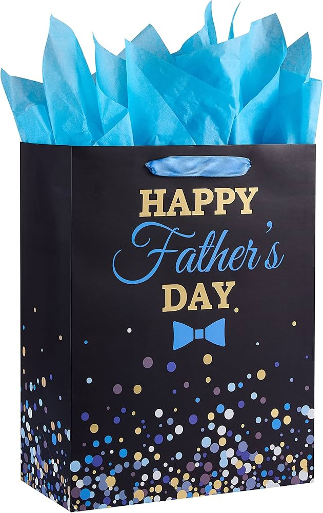 SUNCOLOR 13" Large Father's Day Gift Bag With Tissue Paper(HAPPY FATHER'S DAY) | Amazon (US)