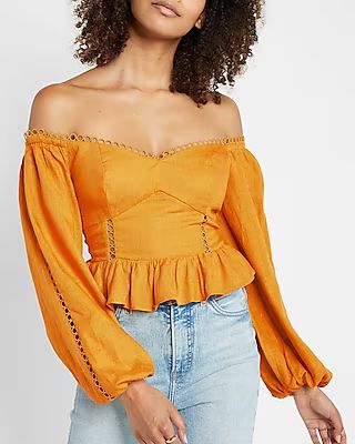 Off The Shoulder Corset Peplum Top | Express