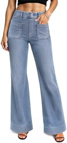 FireSwan Straight Leg Jeans for Women High Waist Stretchy Denim Pant Trendy | Soft Cotton Blend, ... | Amazon (US)