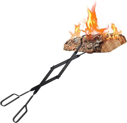Log Grabber Fireplace Tongs Wood Fired Oven Tool Grill Camping Fire Pit Tool | Amazon (US)