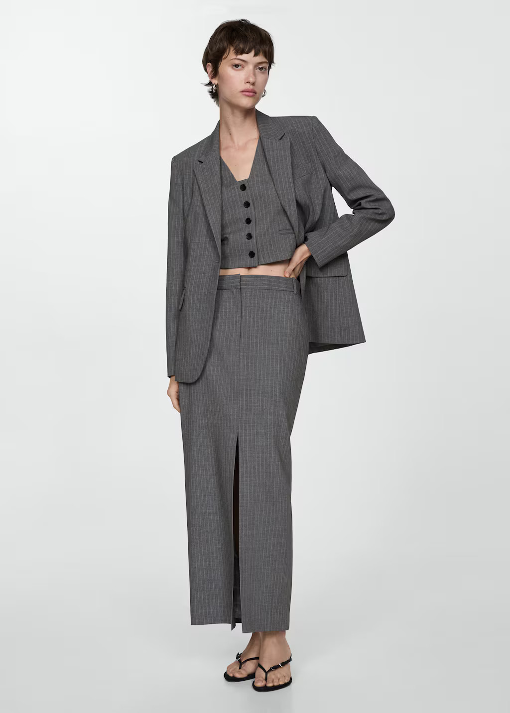 Pinstripe suit skirt grey - Women - 10 - MANGO | Mango (US/MX/AU)
