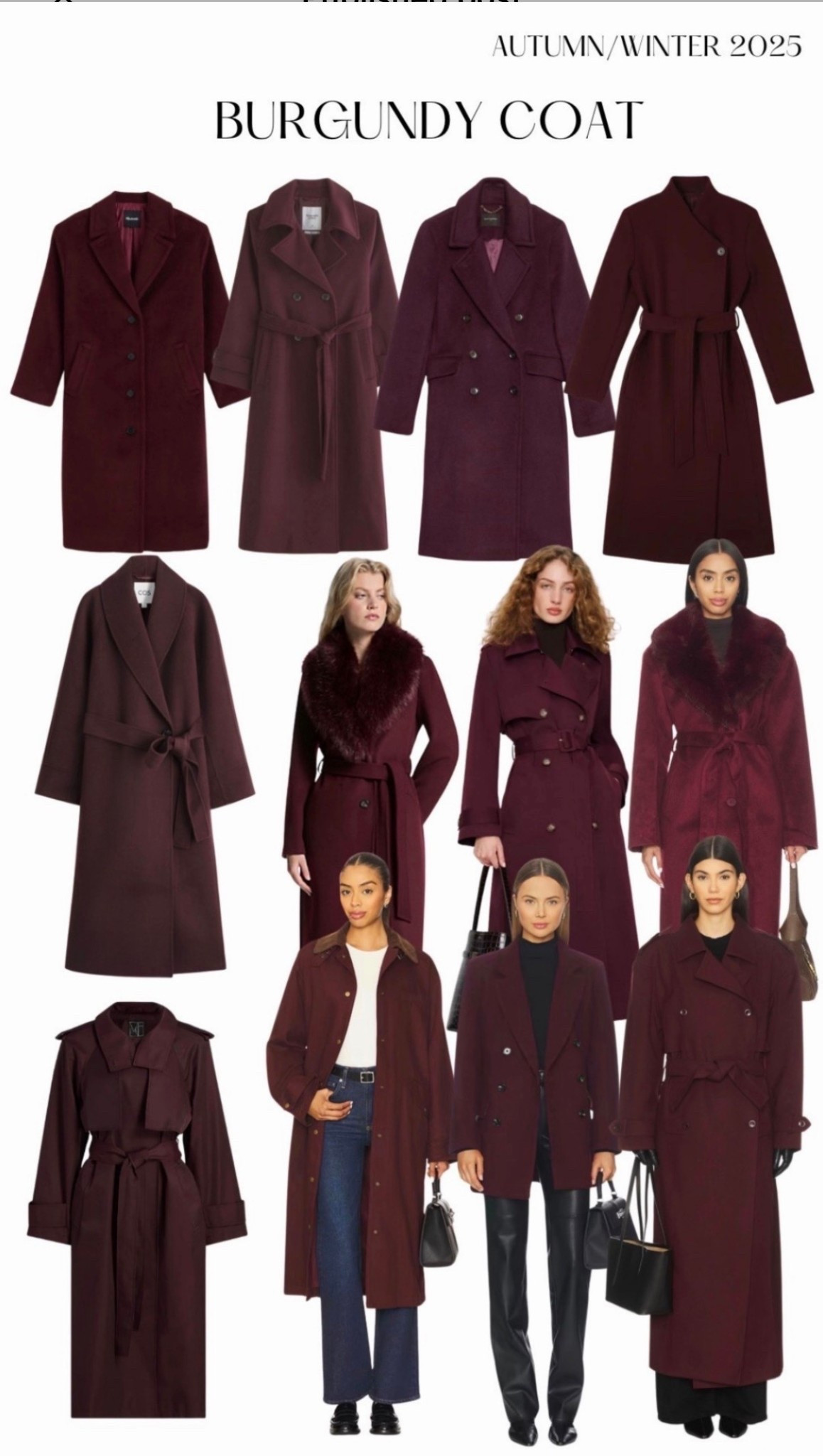 Fall/winter 2026-2026 trends: Burgundy Coat.
Shop winter coats, trench coats, long and short burgundy coats 

#coat #winter #fall #trends #burgundy #trenchcoat #coats #fur #furcollar #short #trench #long 



#LTKSeasonal #LTKWorkwear #LTKCyberWeek

#LTKWorkwear #LTKFindsUnder100 #LTKFindsUnder50