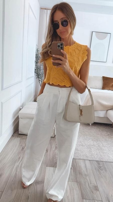 Summer outfit Ideas from @saks that I am loving! 🧡
I love all the details in this beautiful top. The linen pants are also adorable and I love the fitting of them.
Everything runs true to size and I am wearing a size small. 

#LTKStyleTip #LTKOver40 #LTKSeasonal