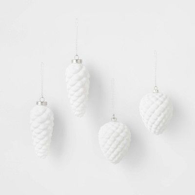 4pk Pine Cone Ornament Set White - Wondershop™ | Target