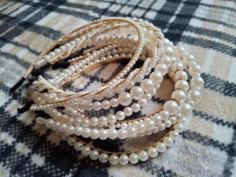 Faux Pearls Headband, Classic Headbands, Minimalist Headband, Bridal Hair Accessories, Comfy Head... | Etsy (US)