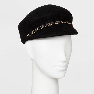 Women's Chain Trim Felt Newsboy Hat - A New Day™ Black | Target