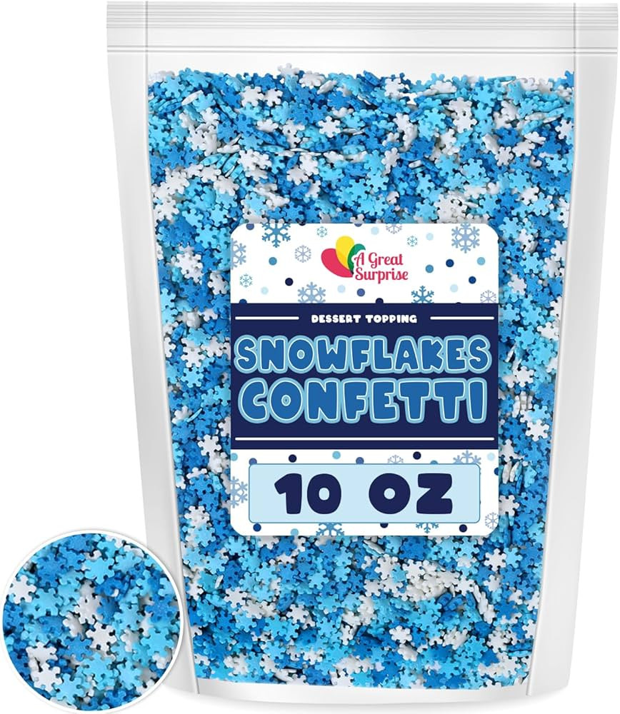 Snowflake Sprinkles - 10 ounces - Winter Wonderland Snow Confetti - Winter Jimmies - Candy Desser... | Amazon (US)