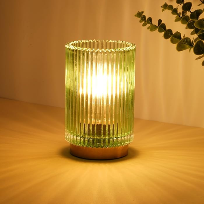 Battery Operated Lamp, Cordless Table Lamp with Timer, Desk Bedside Lamps with LED Warm Light, Gl... | Amazon (US)