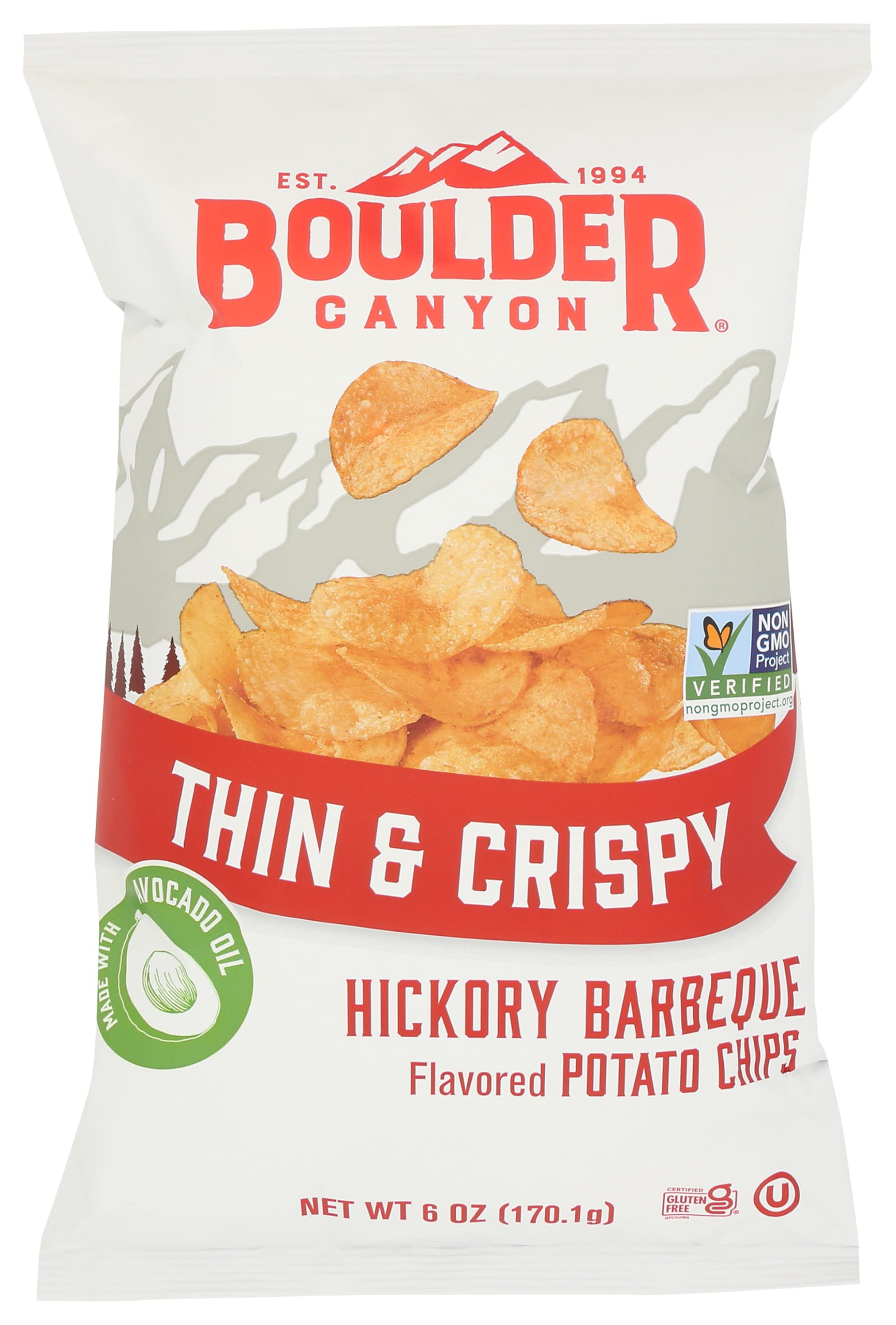 BOULDER CANYON Thin & Crispy Hickory BBQ Potato Chips, 6 OZ | Amazon (US)