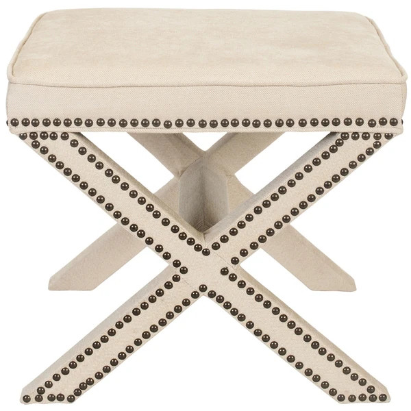 Safavieh Palmer X-bench Nailhead Beige Ottoman | Bed Bath & Beyond