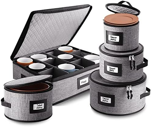 China Storage Containers Hard Shell with Mug Storage, 5 Piece Dish Storage Containers for Plate S... | Amazon (US)