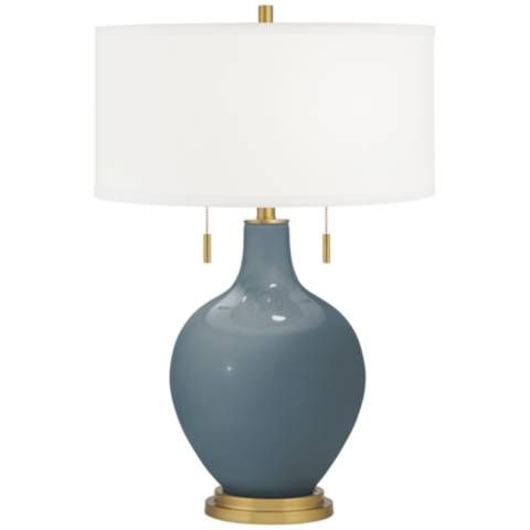 Smoky Blue Toby Brass Accents Table Lamp | Lamps Plus