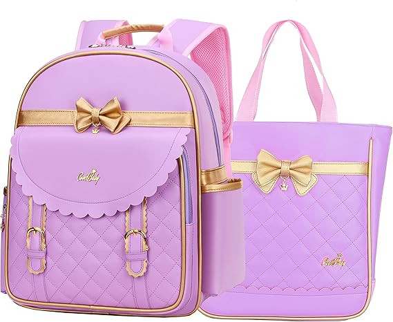 Gazigo Children Princess Waterproof PU Backpack for Girls Elementary School Girl Bookbags | Amazon (US)