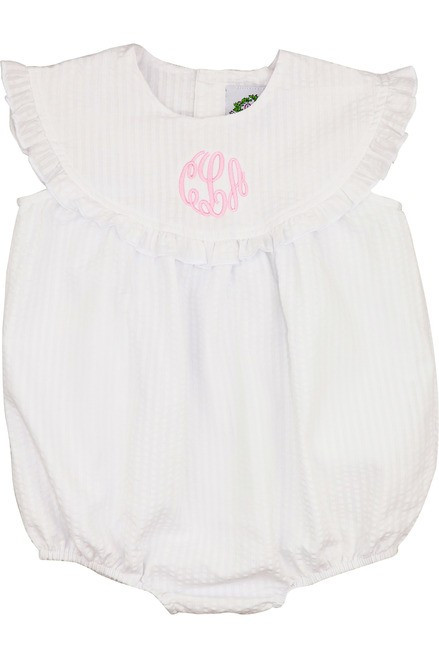 White Seersucker Round Collar Bubble | Cecil and Lou