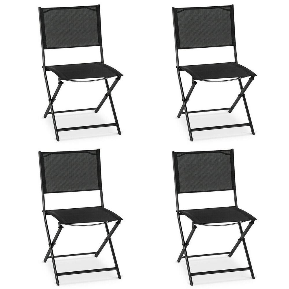 CASAINC Black Floding Sling Outdoor Chair (4-Pack) | The Home Depot