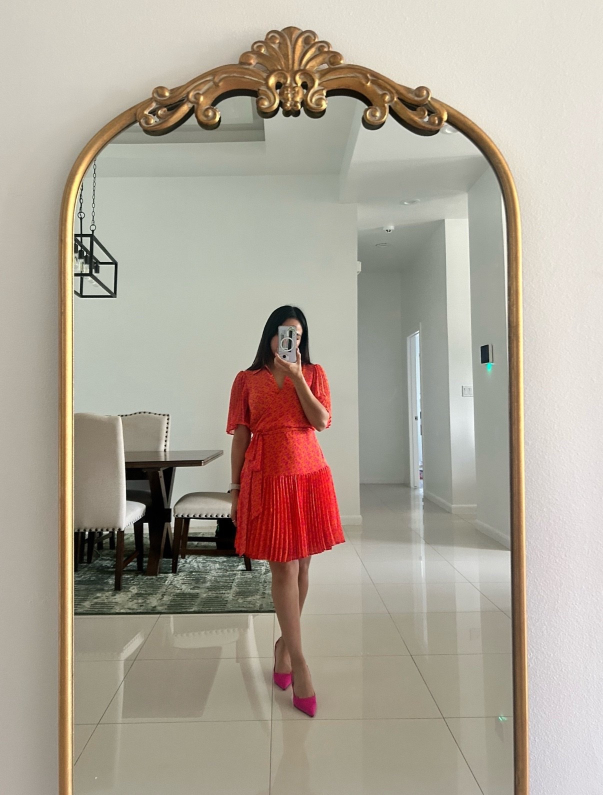 Work outfit. 
Pink and orange target dress  

#LTKParties #LTKWorkwear #LTKPetite