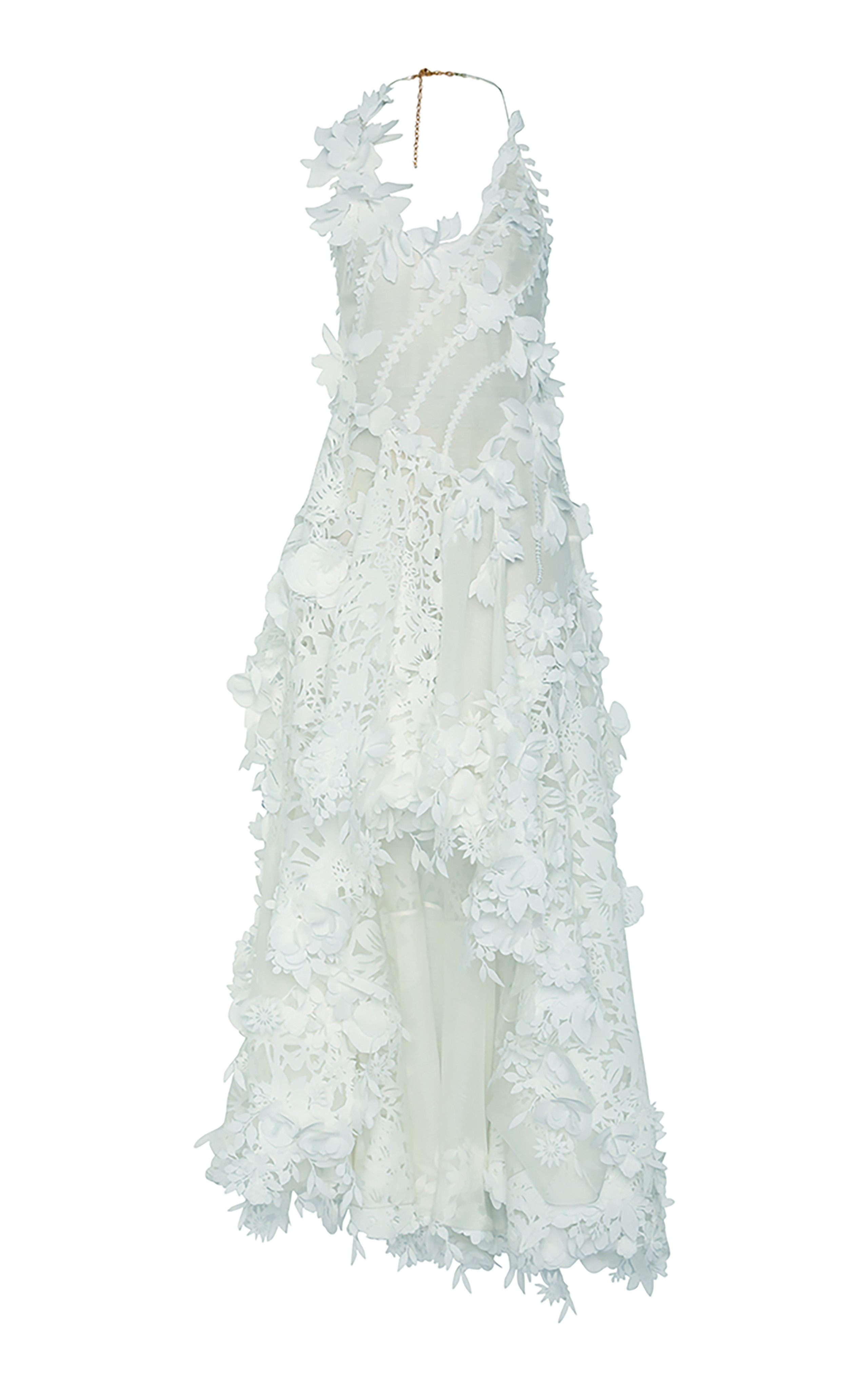 Natura Floral-Appliquéd Linen-Silk Midi Dress | Moda Operandi (Global)