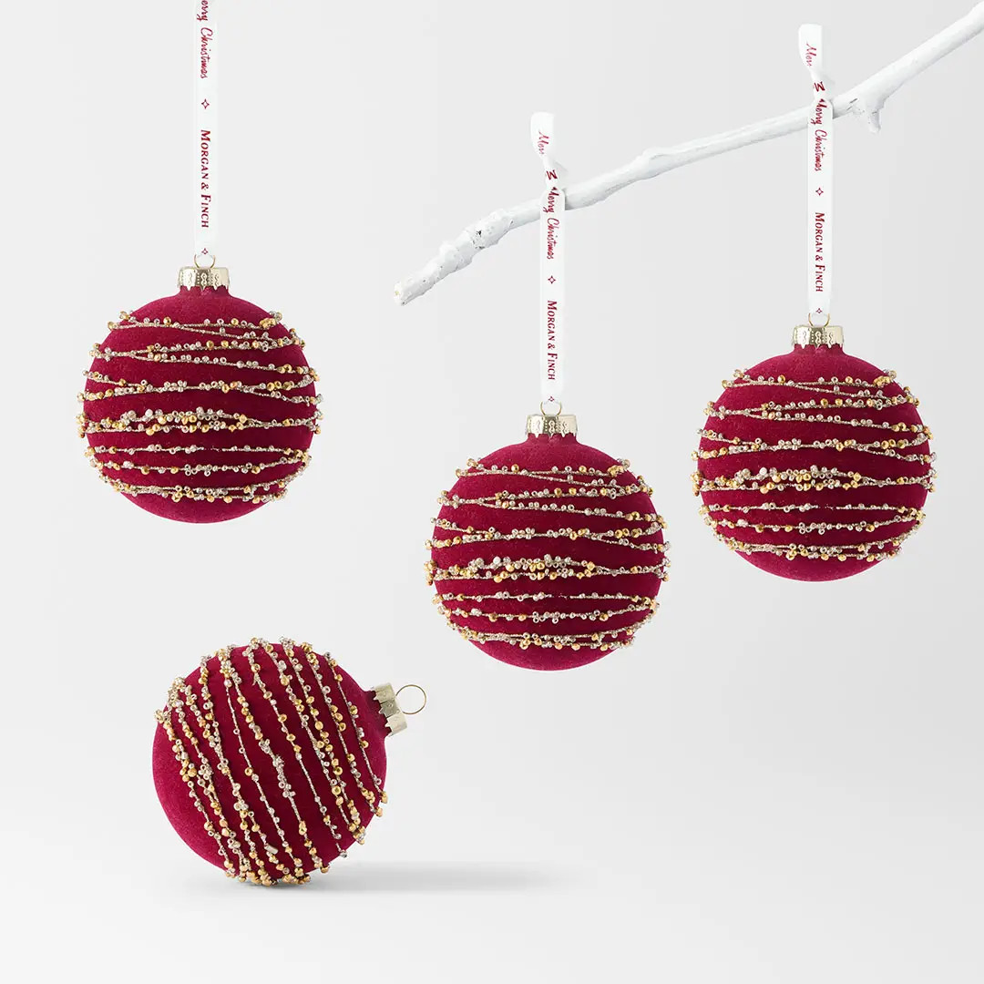 Velvet Bead String Ball Set Of 4 | Bed Bath N' Table