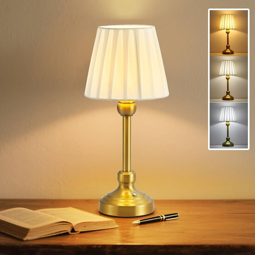 Gold Touch Table Lamp for Bedroom, Small Desk Lamp with 3 Color Dimming | Amazon (US)