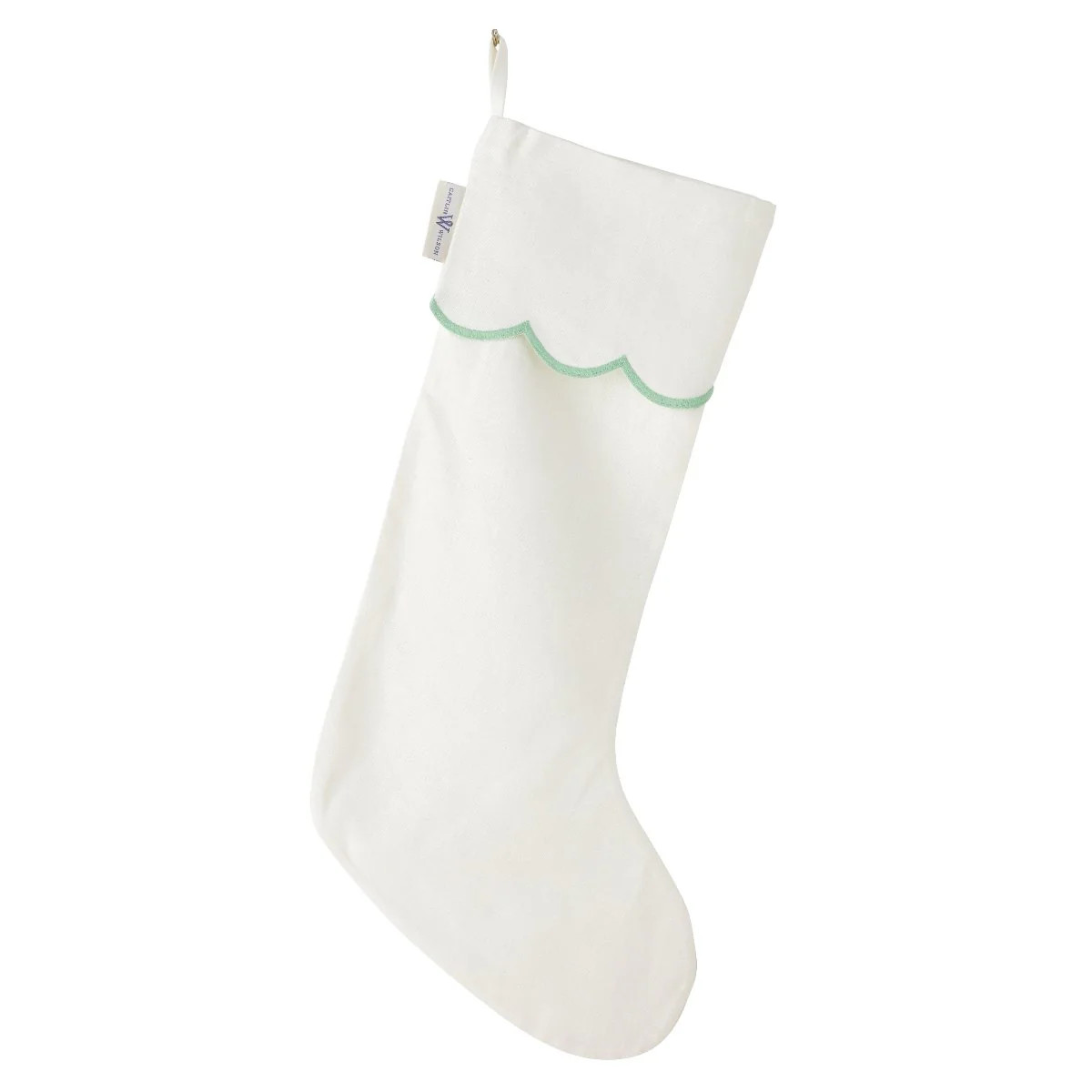 Windsor Green Scallop Linen Stocking | Caitlin Wilson Design