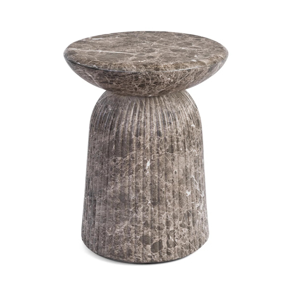 Tithi Stylish Decorative End Table with Emperador Marble Effect Stone for Elegant Home Interior | Wayfair North America