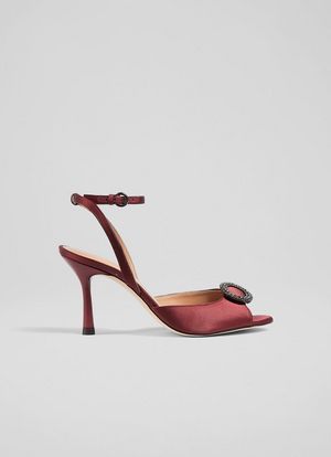 Belle Burgundy Satin Crystal Embellished Sandals | L.K. Bennett (UK)