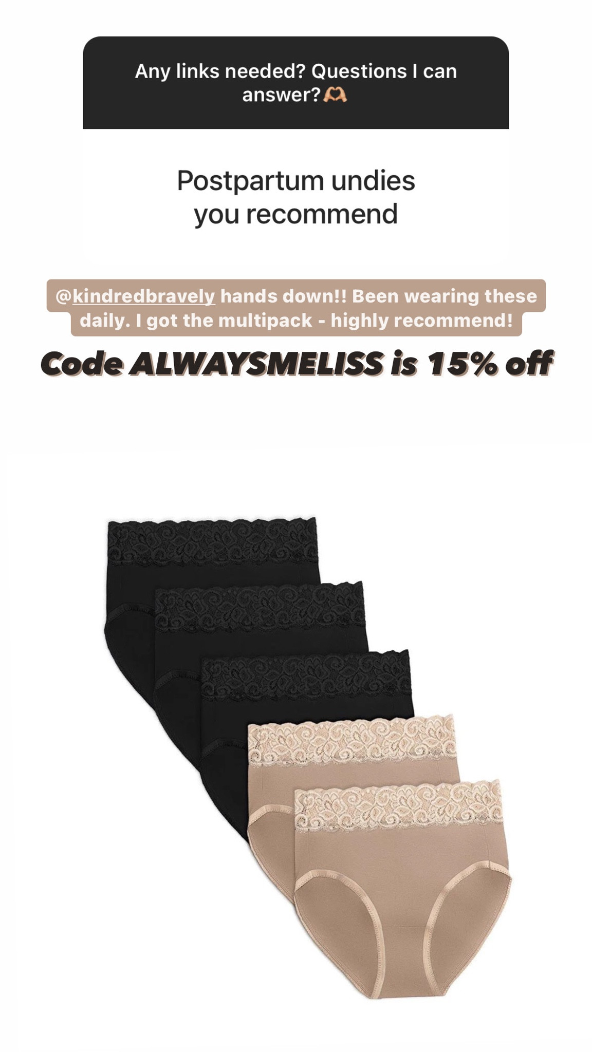 Best postpartum undies are kindred Bravely. Use code ALWAYSMELISS for 15% off

#LTKbump #LTKfindsunder100 #LTKfindsunder50
