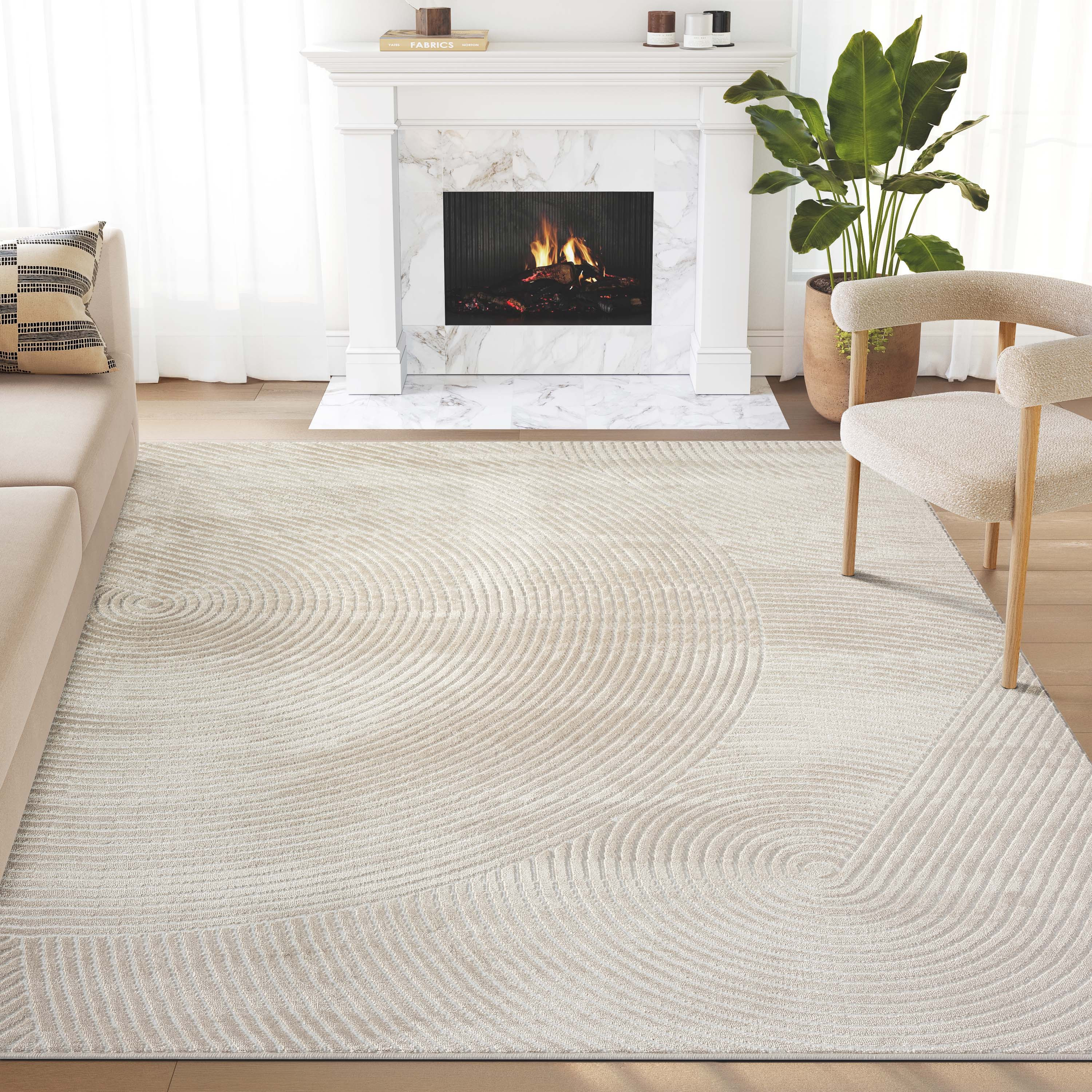 Abani Rugs Neutral 6 x 9 (ft) Loomed Polyester/Polypropylene Beige Rectangular Indoor Geometric Spot Clean Only Area rug | NTL130B-6 | Lowe's
