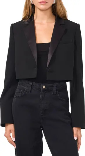 Satin Lapel Crop Tuxedo Blazer | Nordstrom