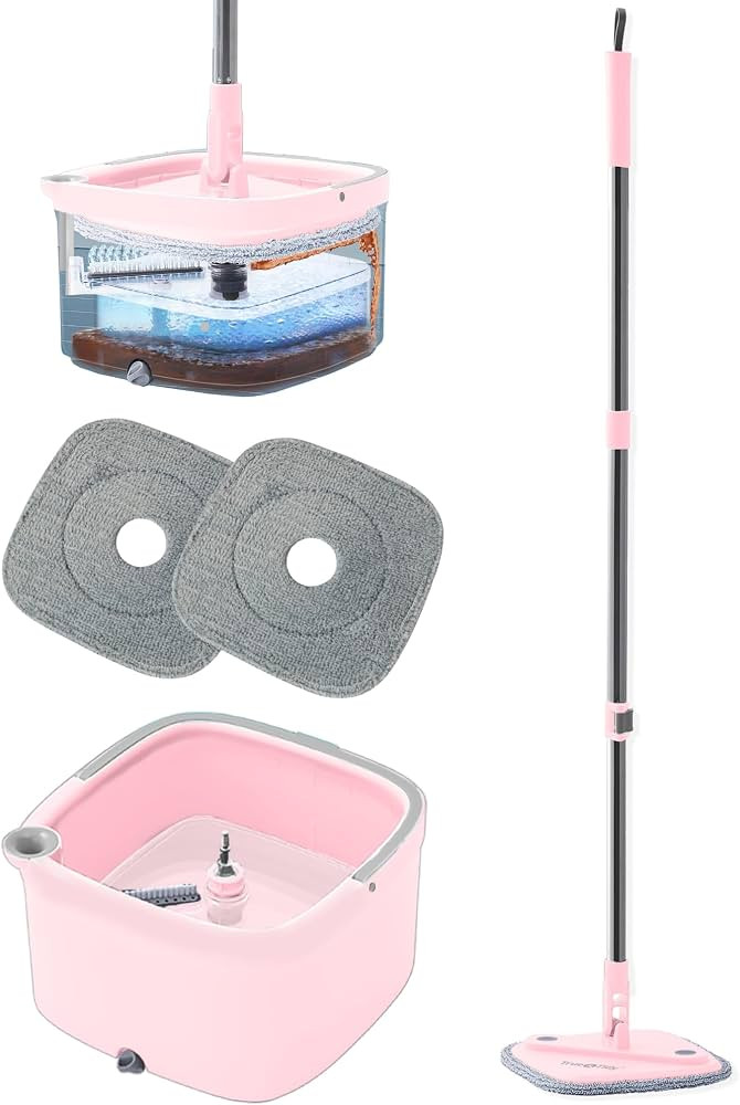 Square Spin Mop & Bucket Smart Floor Mop with Separate Compartments for Clean and Dirty Water, Se... | Amazon (US)