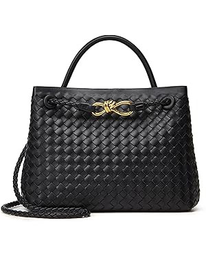 Woven Bag for Women Crossbody Handbag: Vegan Leather Small Tote Purse Trendy Shoulder Handbag Bow... | Amazon (US)
