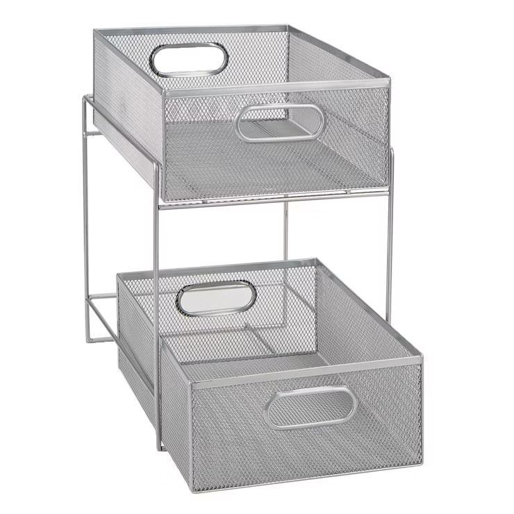 Mind Reader Metal Mesh Organizer [2 TIER] Slide Out Basket Drawer For Kitchen, Bathroom, Office D... | Target
