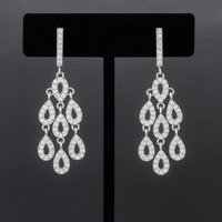 Sterling Silver Cz Chandelier Earrings | Dangle Stud Sparkly Bridal Elegant Wedding Fancy Formal | Etsy (US)