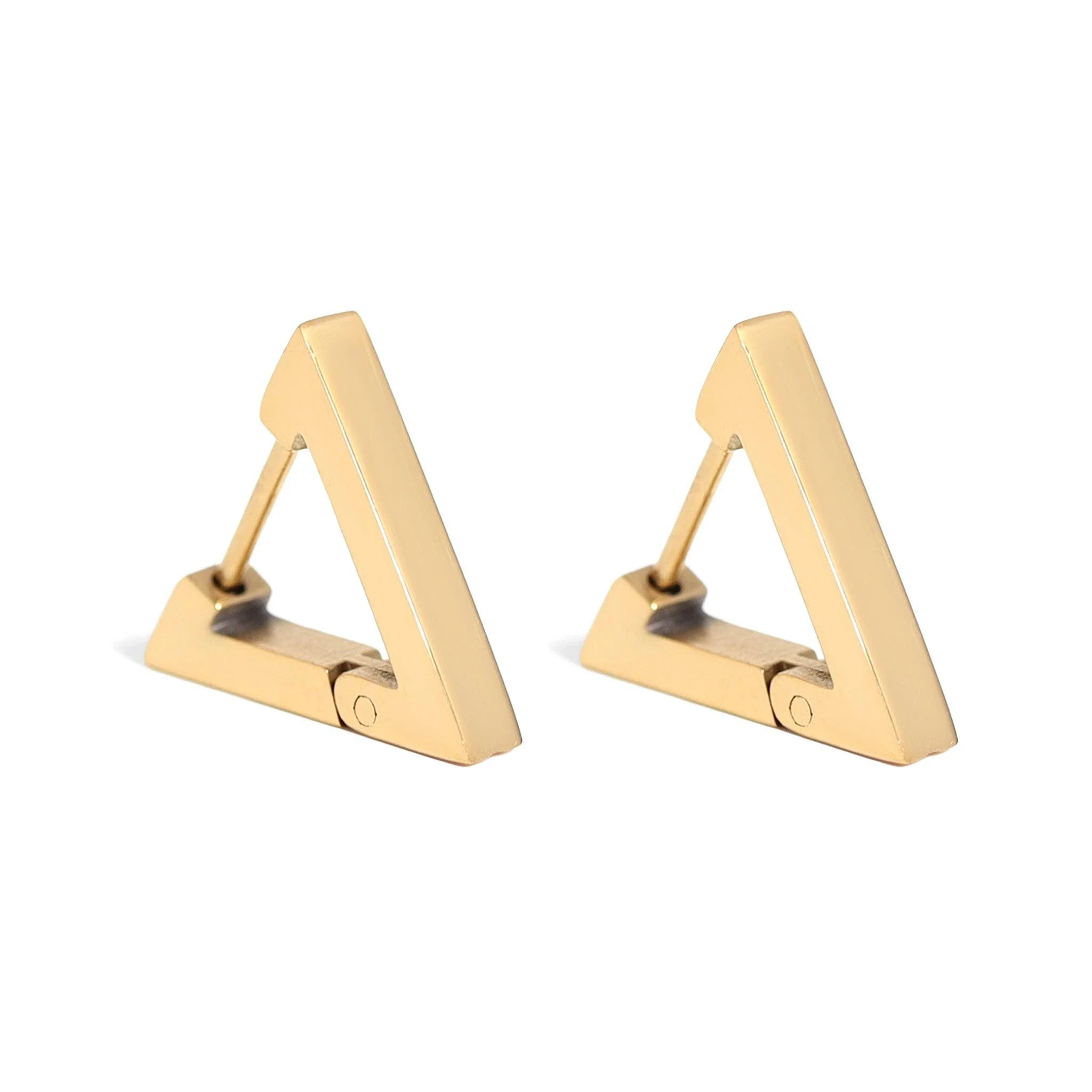 Allison 18K Gold PVD and Stainless Steel PVD Triangle Huggie Earrings | MTT Collective