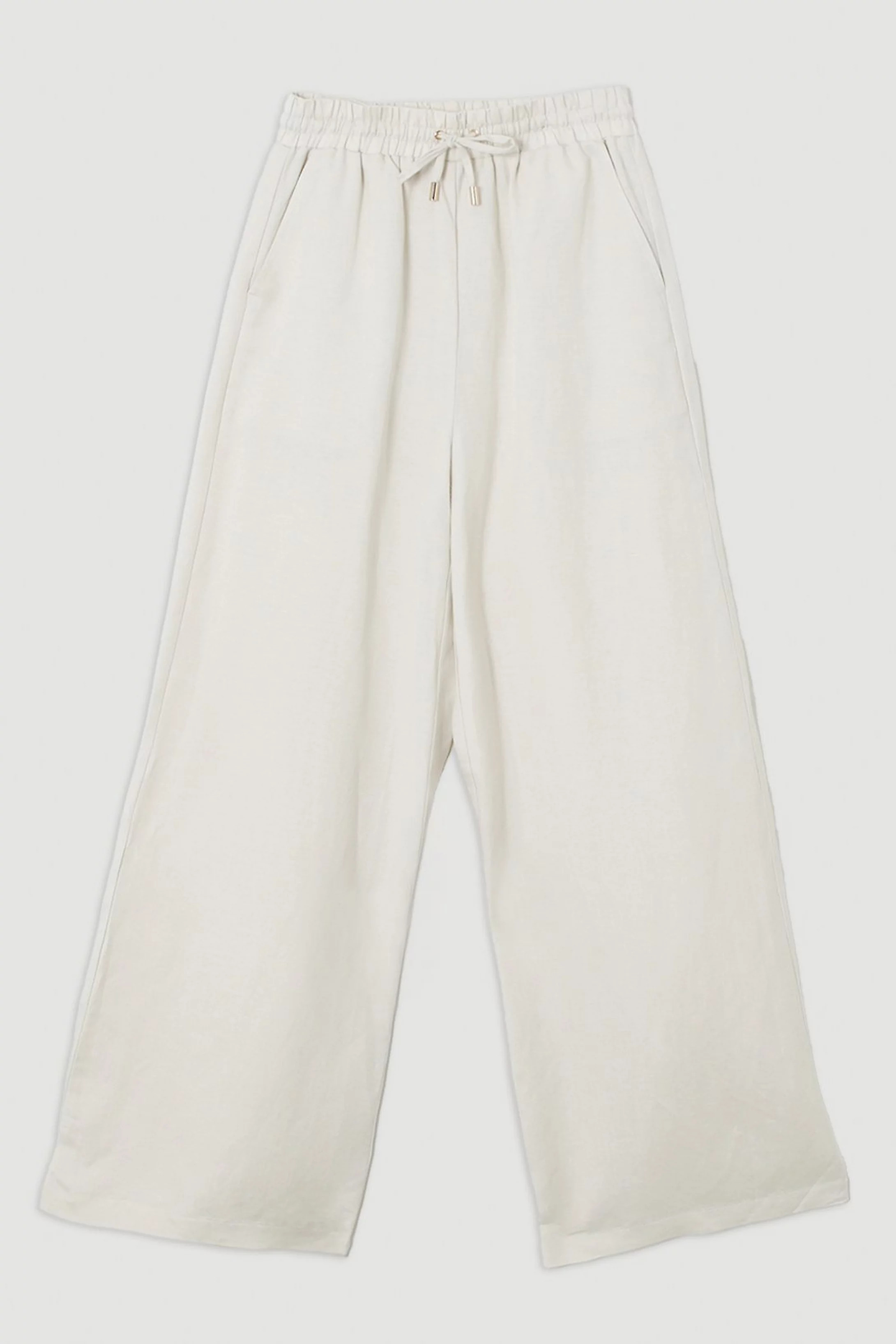 Viscose Linen Tie Waist Woven Trouser | Karen Millen UK + IE + DE + NL