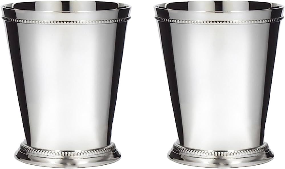 Klikel Mint Julep Cup Classic Beaded Trim Border Moscow Mule Kentucky Derby Julep Set of 2 – St... | Amazon (US)